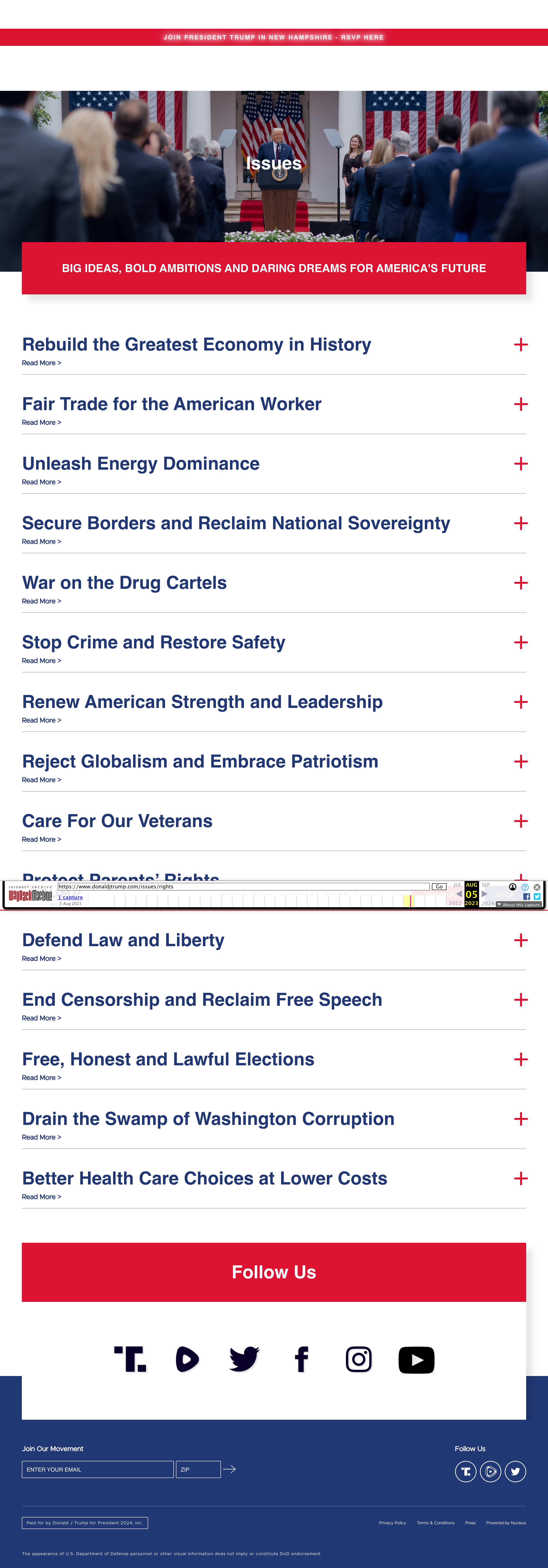 donaldjtrump.com Rights policy page — 2016 Election Day archive